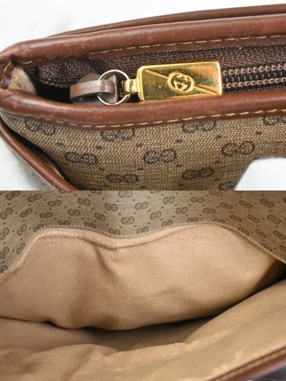 GUCCI Logo Micro GG Pattern Shoulder Tote Bag PVC Leather Brwn GHW Italy 05KC980 - Picture 10 of 16